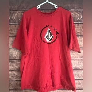 Volcom Men's Crisp Short Sleeve T Shirt Red  XL  With The Islands Pictured